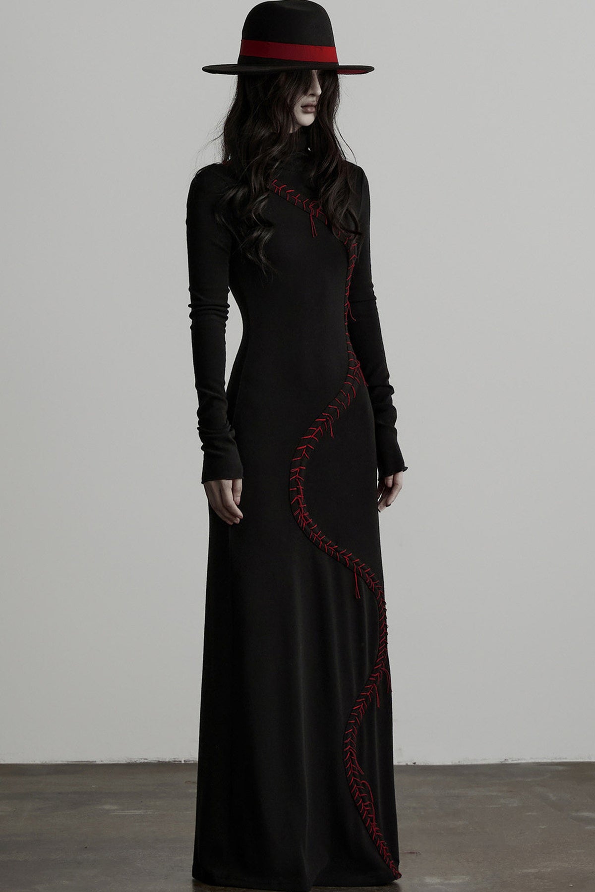 Hand-Stitched Long Sleeve Knit Dress
