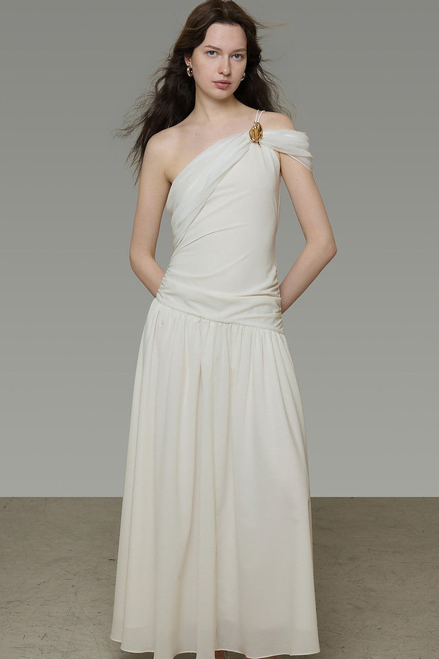 Asymmetrical Buckle A-Line Dress