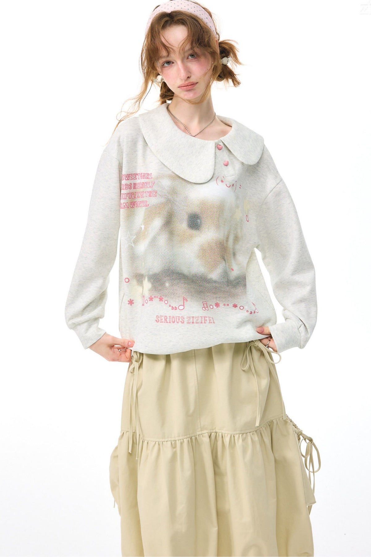 Polka Dot Rabbit Print Sweatshirt