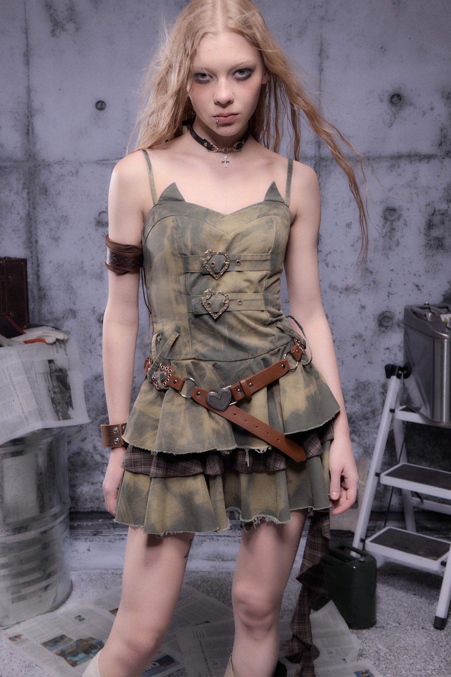 Multi-Layered Ruffled Suspender Dress
