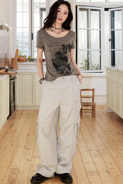 Washed Cotton Workwear Pants