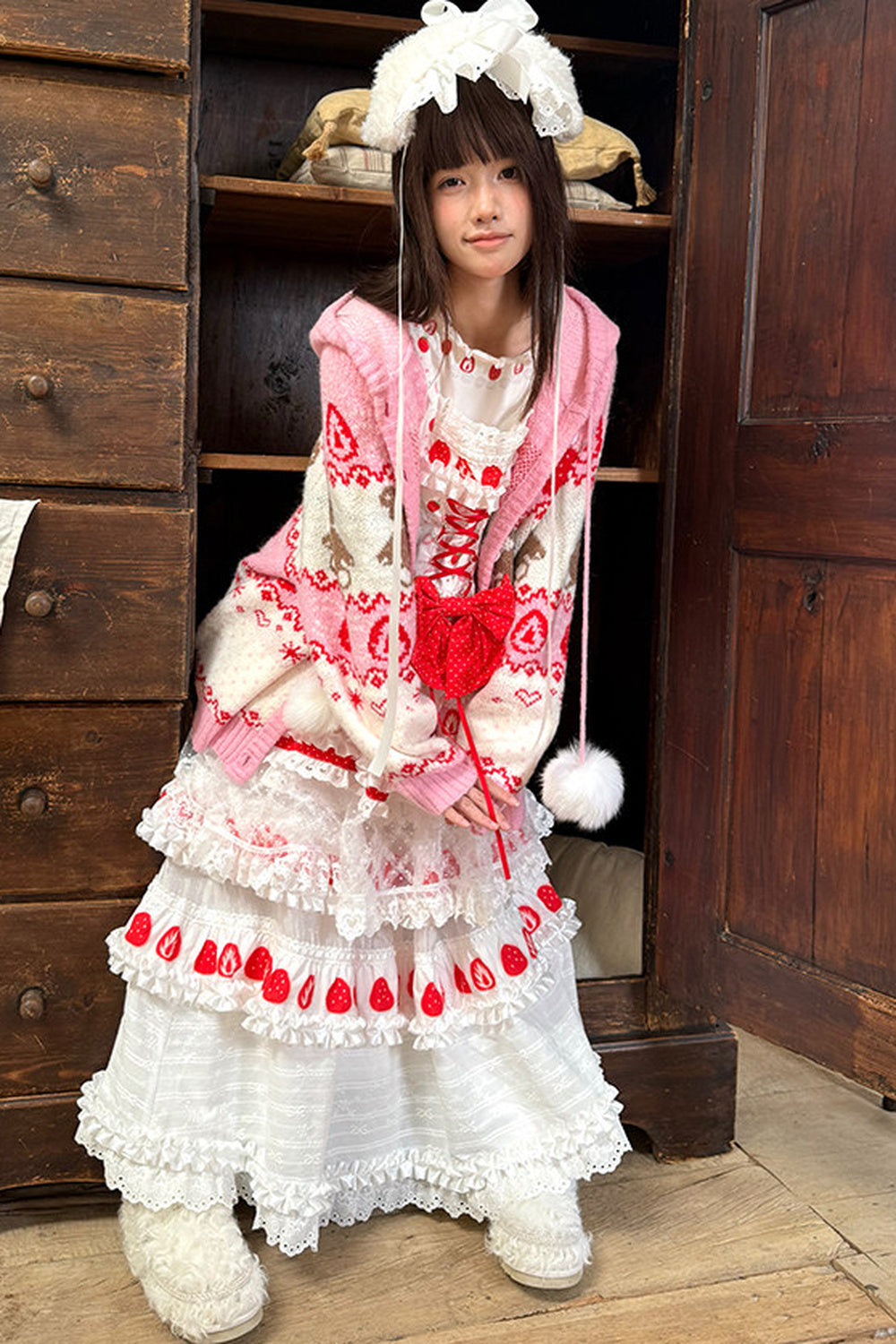 Strawberry Bear Fair Isle Cardigan