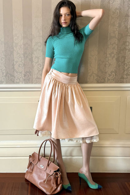 Wool Cable Knit Turtleneck Top
