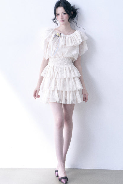 Layered Lace Ruffle Dress