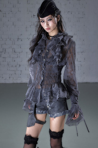 Lace Ruffle Collar Blouse