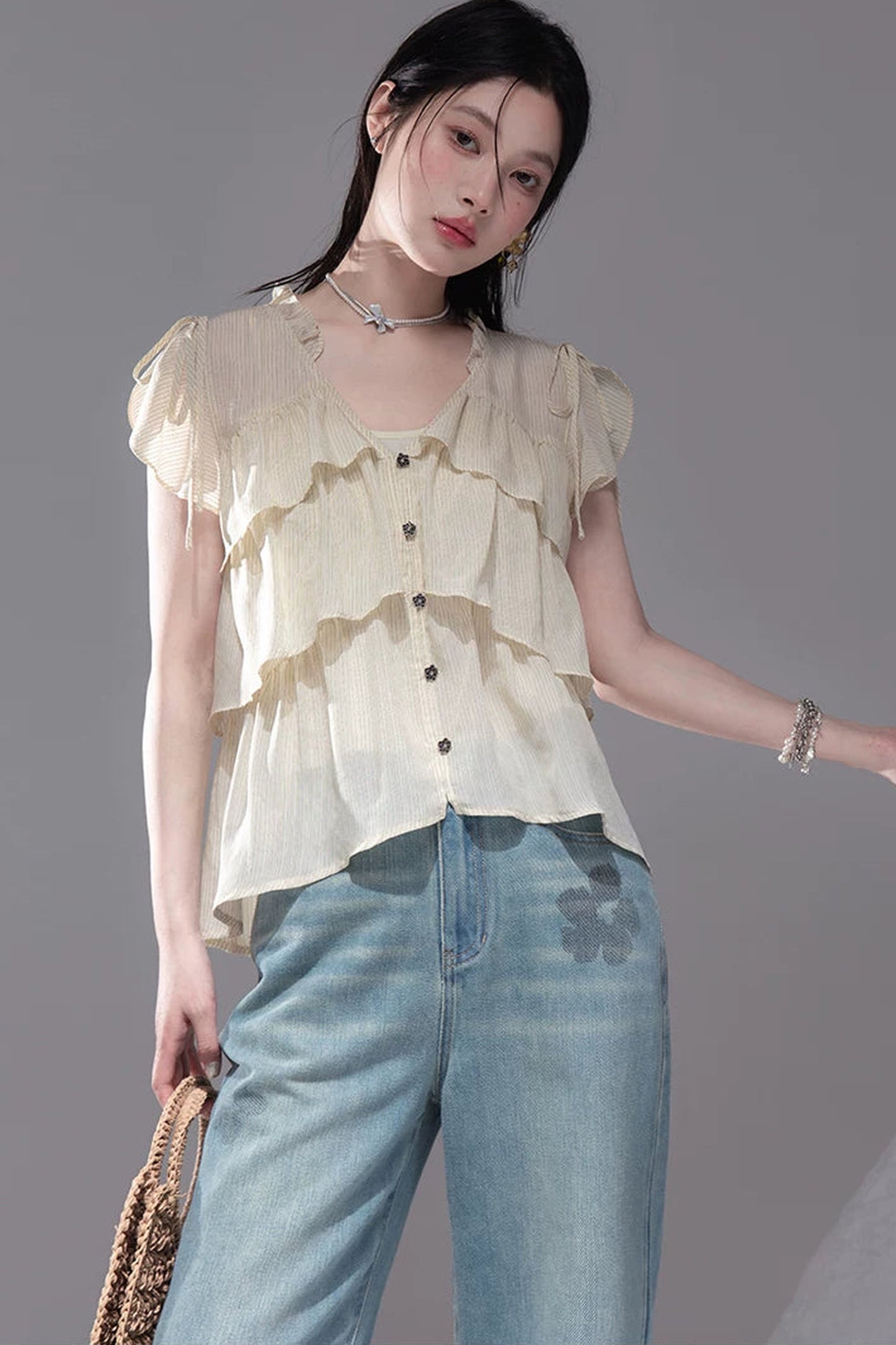 Lemon Striped Layered Top