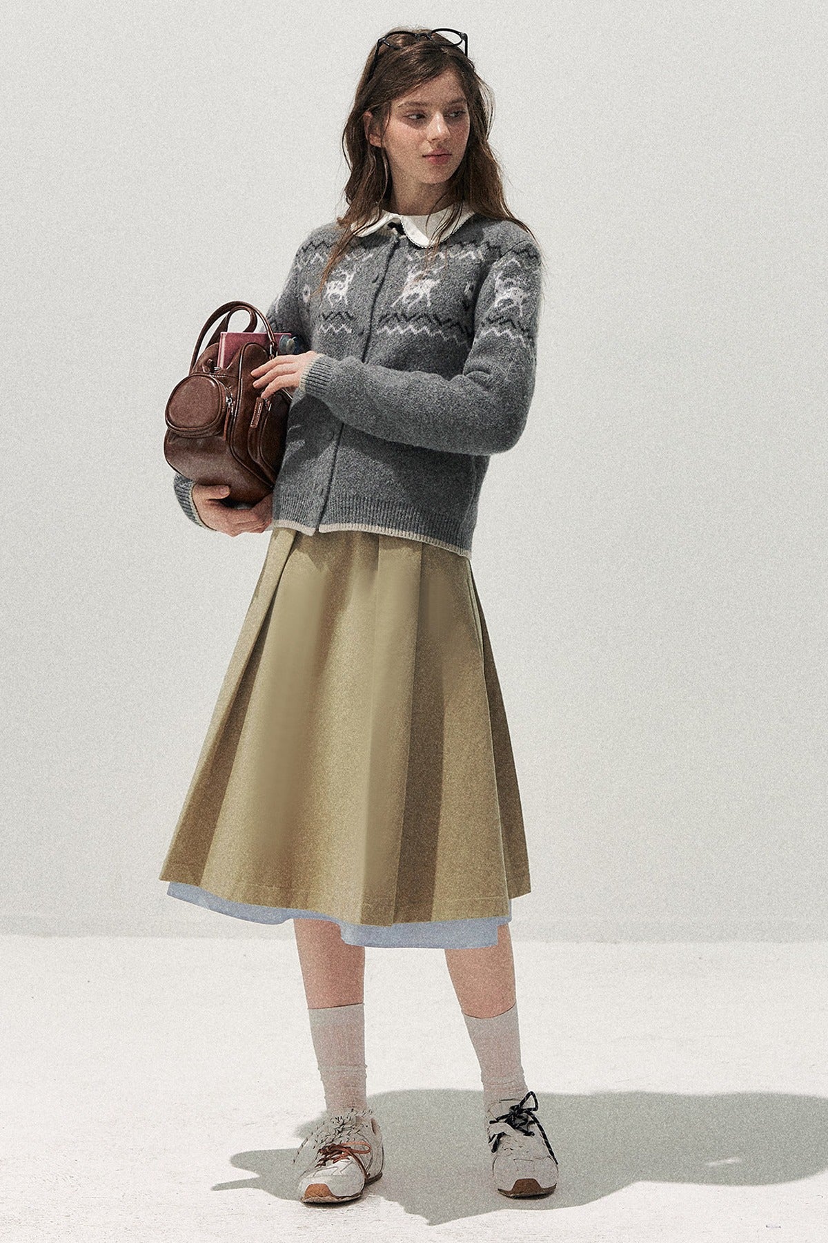 Deer Fair Isle Knit Cardigan