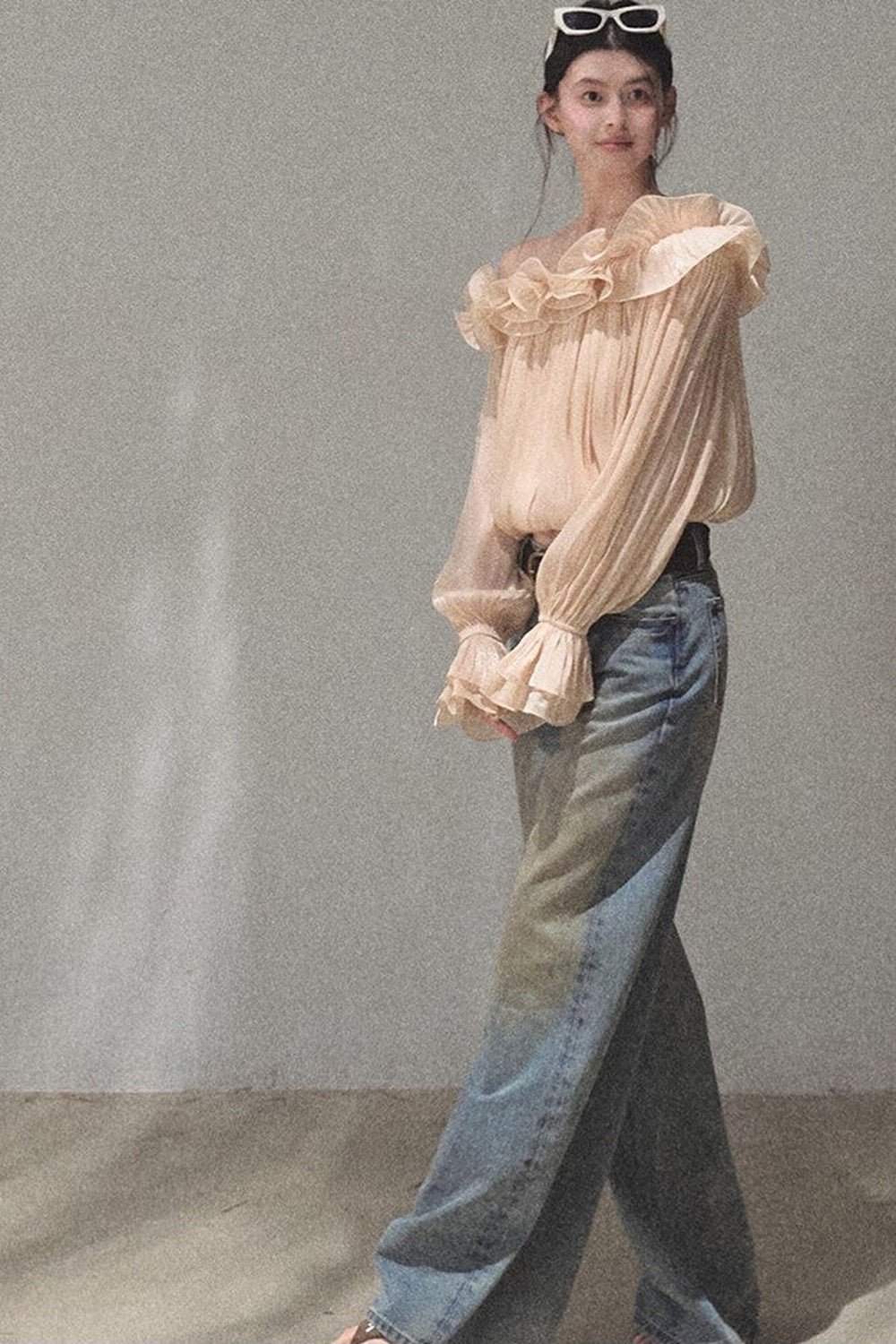 Vintage Hand-Painted Wide Leg Jeans Set