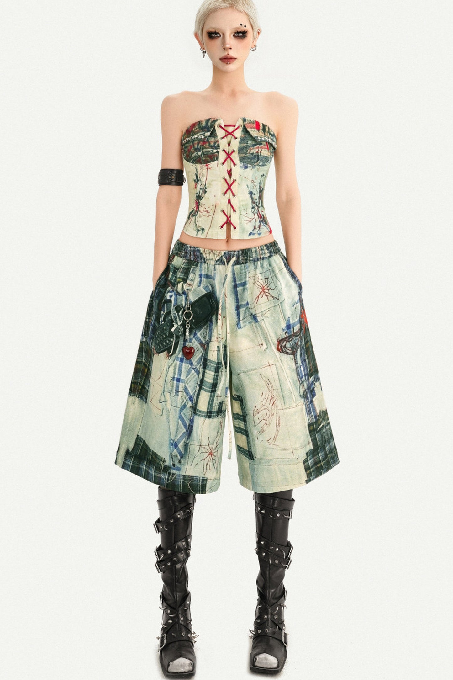 Printed Strapless Tube Top and Cropped Pants Set-Up