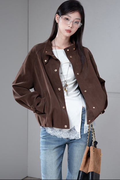 Asymmetrical Pleated Patchwork Lace Knit Top