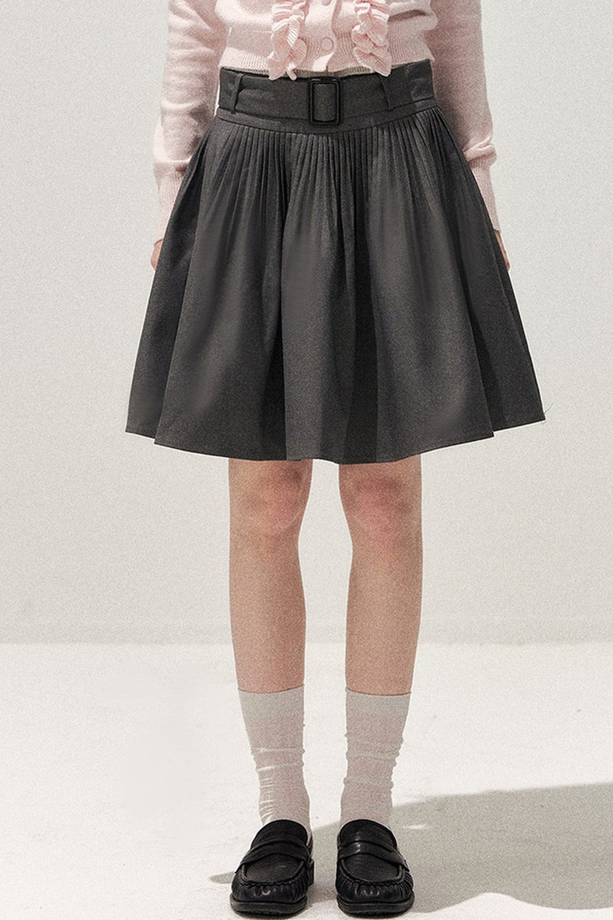 Gray Pleated Ballet Umbrella Skirt