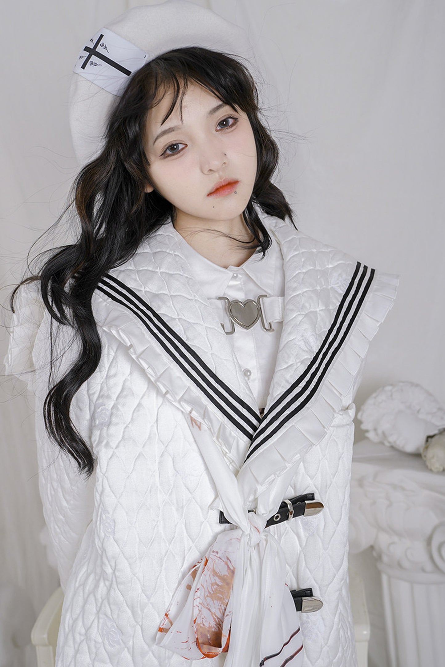 십자가 장미 울 베레모
