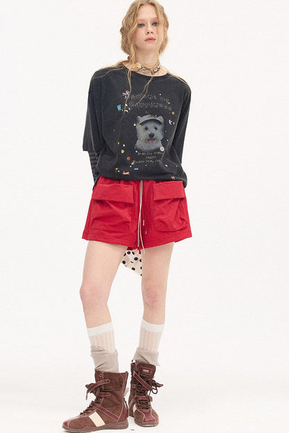 Rhinestone Cotton Long Sleeve Top