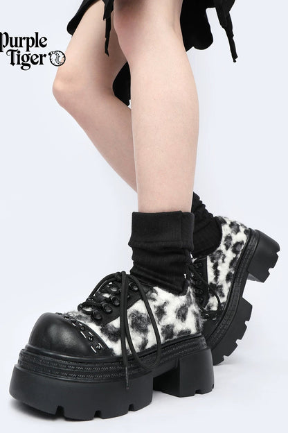 Cow Leopard Print Platform Shoes