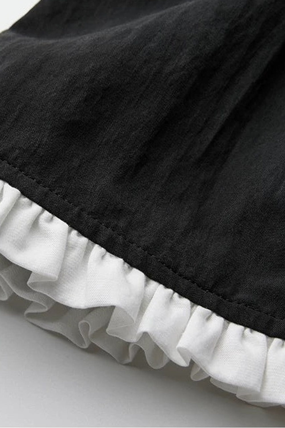 Lyocell Ruffle Patchwork Puff Sleeve Shirt