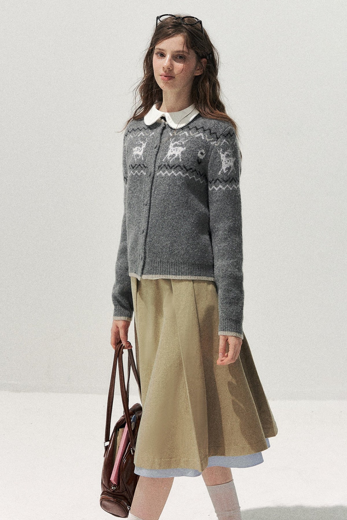 Deer Fair Isle Knit Cardigan