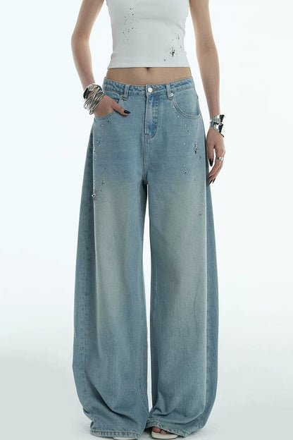 Jeans a gamba larga blu chiaro di luna