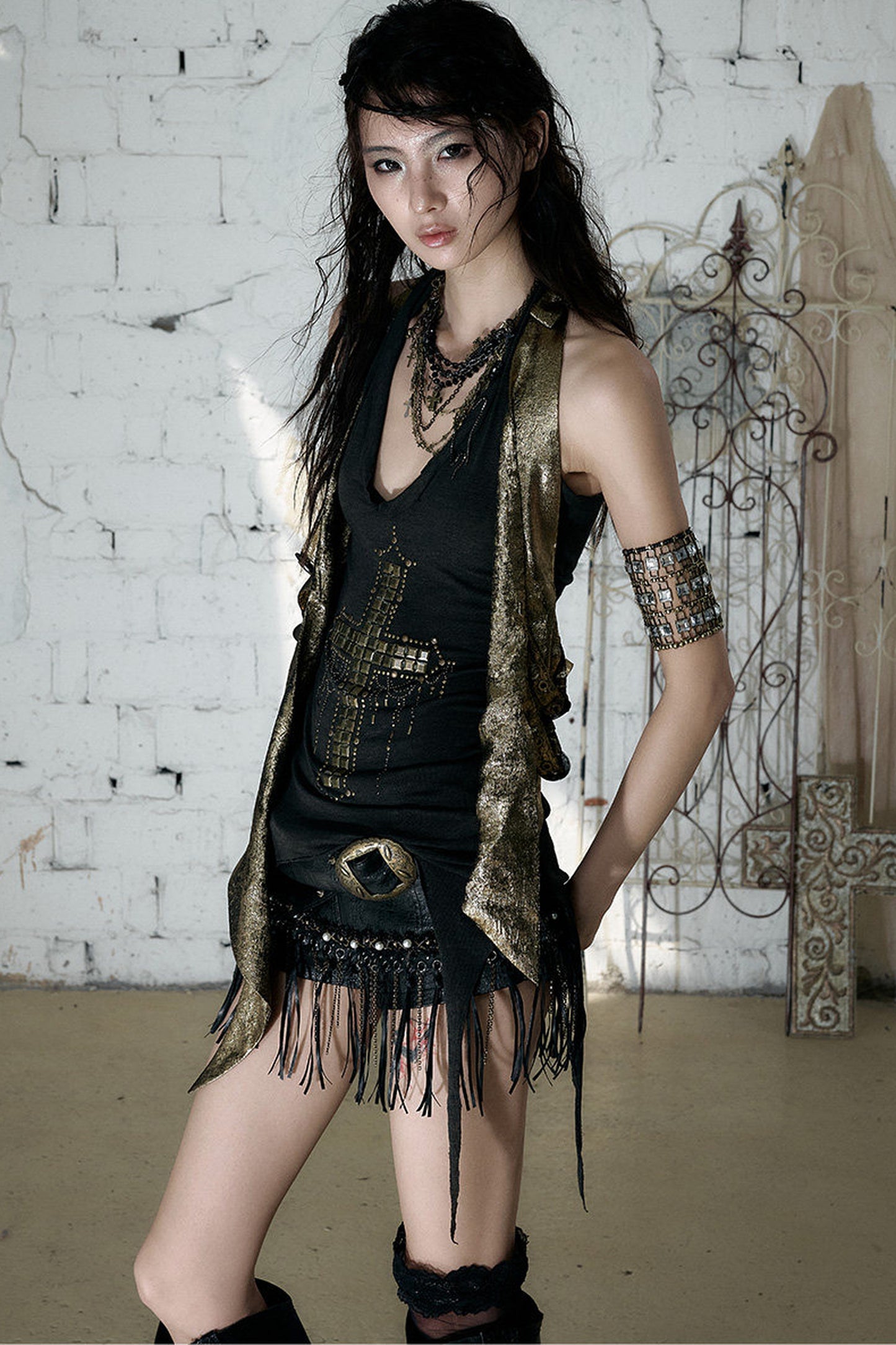 Retro Punk Knitted Halter Top