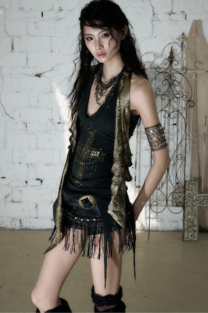 Retro Punk Knitted Halter Top