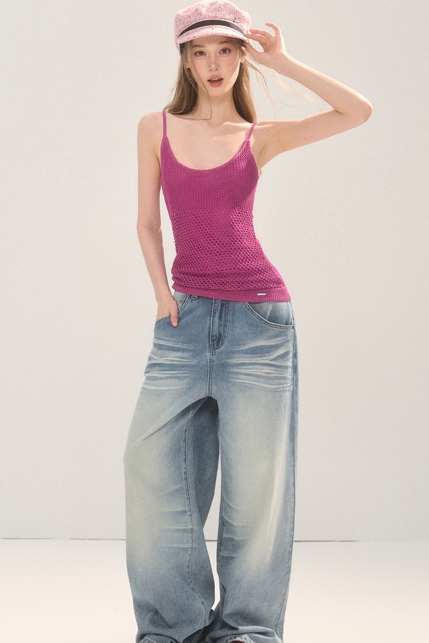 Vintage Distressed Wide-Leg Jeans