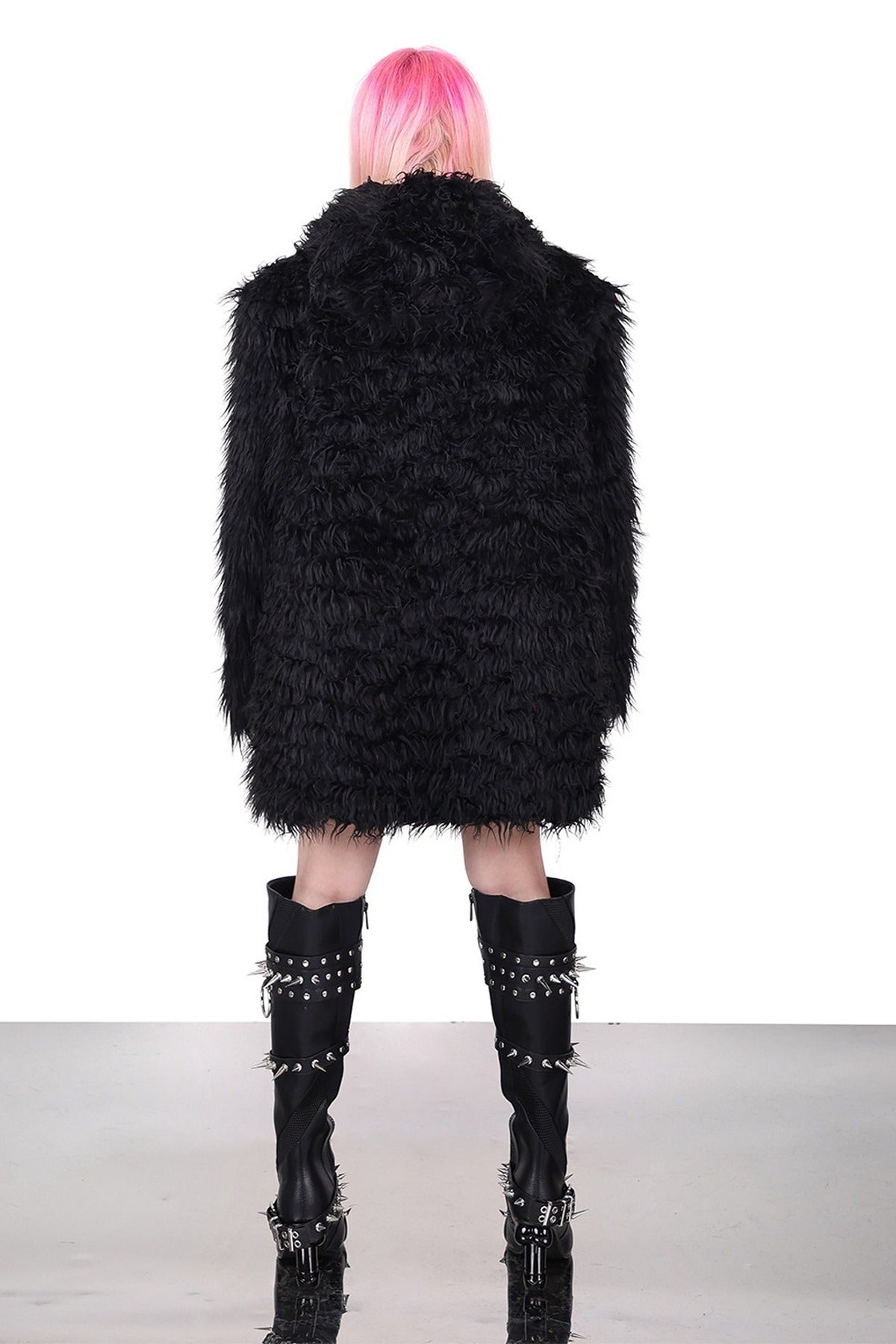 3D Cat Ears Hooded Faux Fur Jacket