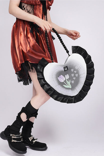 Tulip Heart Woven Crossbody Bag