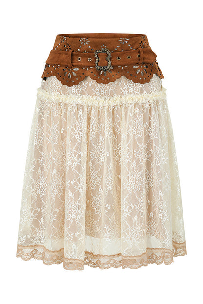 French Retro Lace Skirt and Top Set-Up