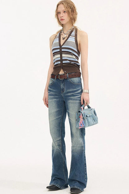 V-Neck Button Halter Vest