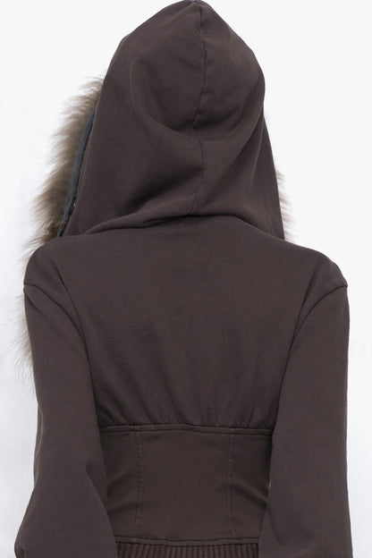 Detachable Fur Collar Studded Cotton Jacket