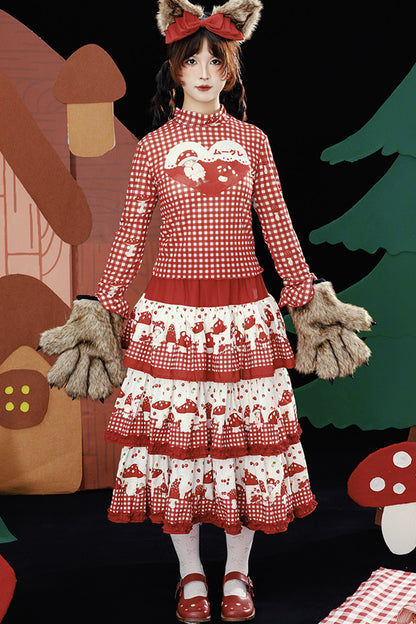 Hand-Painted Red Mushroom Top
