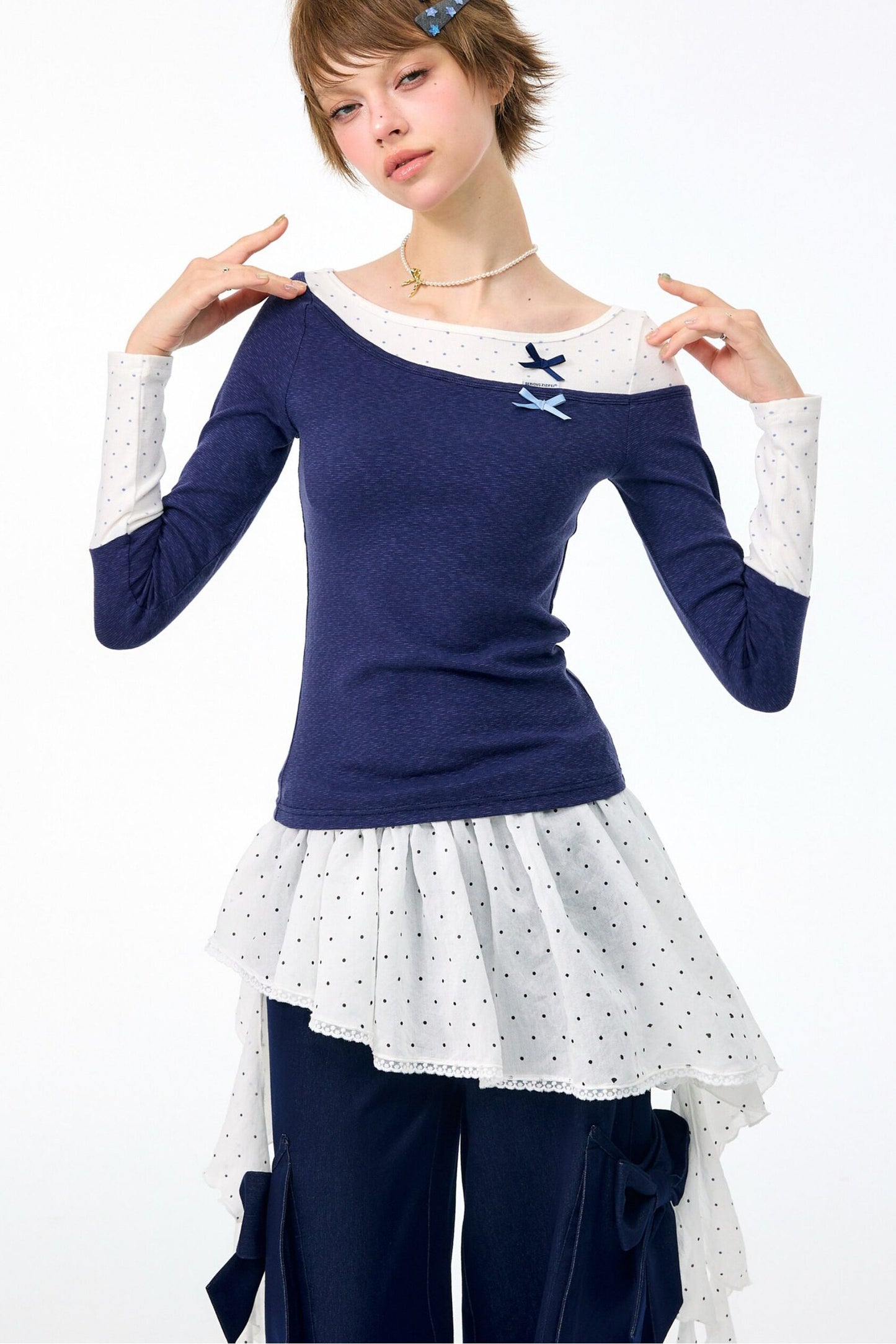 Haut en maille à pois d’automne