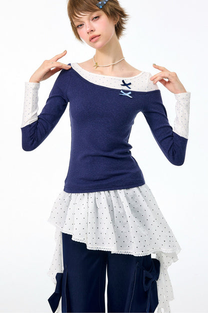 Haut en maille à pois d’automne