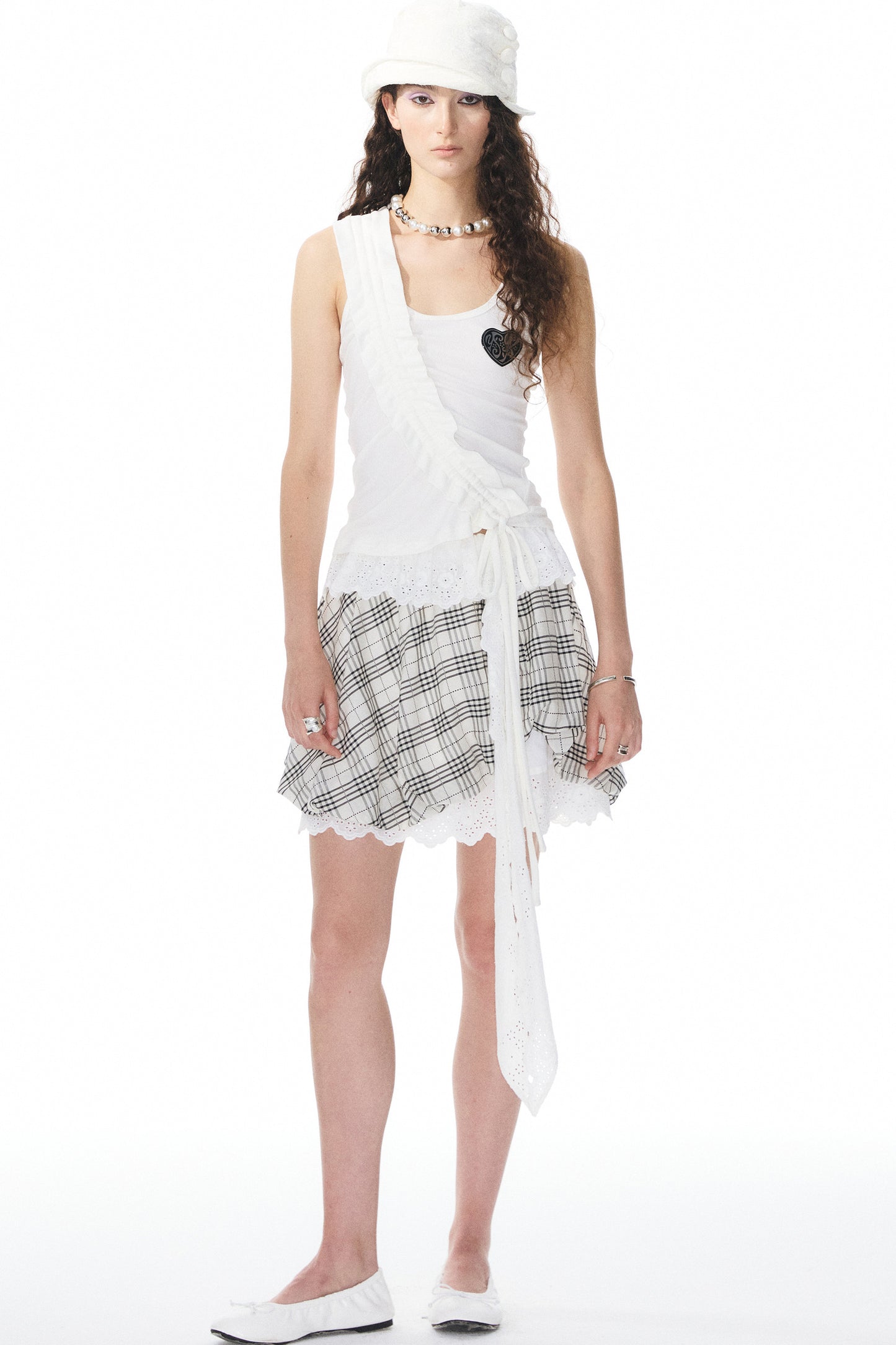 Gilet in maglia con pizzo blu navy