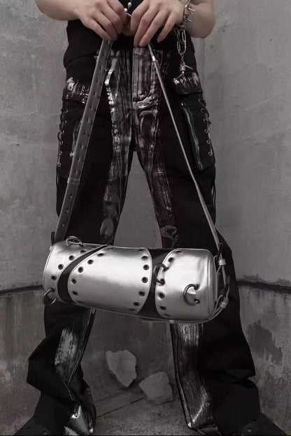 Rivet Adjustable Bullet Strap Cylinder Shoulder Bag