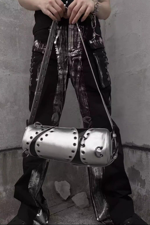 Rivet Adjustable Bullet Strap Cylinder Shoulder Bag