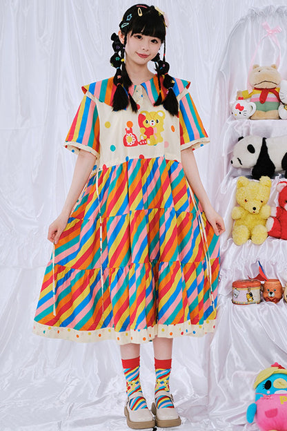 Regenbogen-Tagebuch-Kleid im japanischen Stil