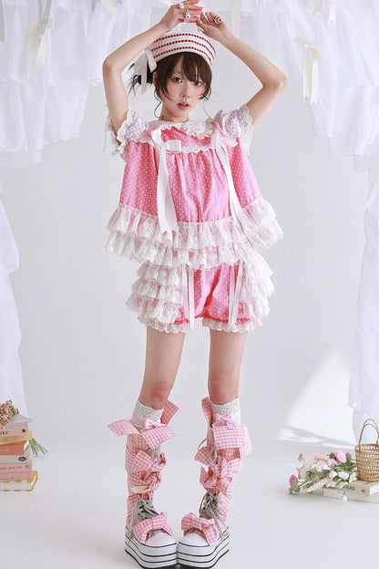 Pink Polka Dot Lolita Tutu Shorts