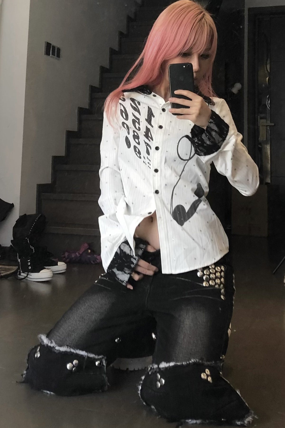 Retro Telephone Lace Shirt