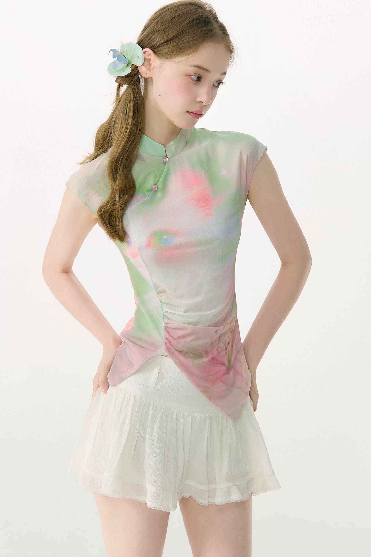 Gradient Mesh Cat Print T-Shirt