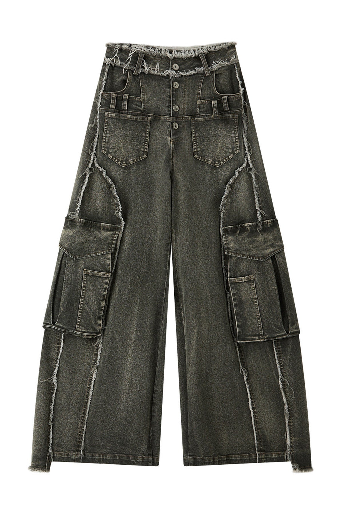 High-Waisted Wide-Leg Cargo Jeans