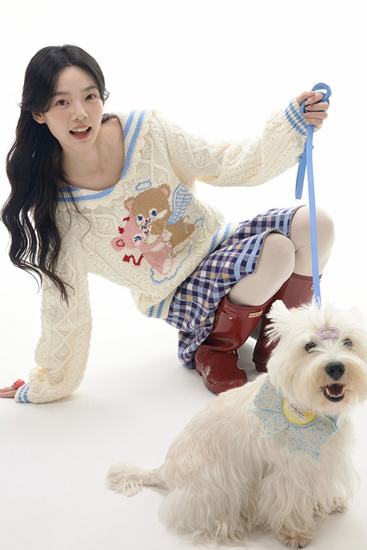 Heart Bear Knit Sweater Skirt Set-Up