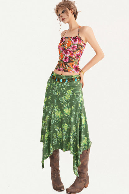 Tropical Floral Beaded Halter Top