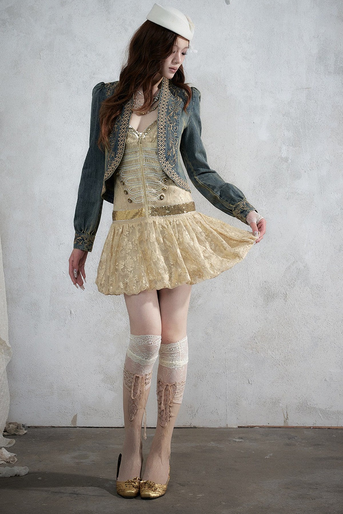 Distressed Embroidered Denim Jacket