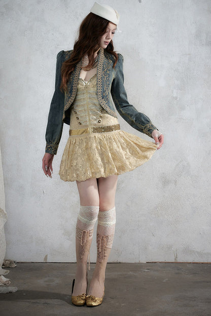 Distressed Embroidered Denim Jacket