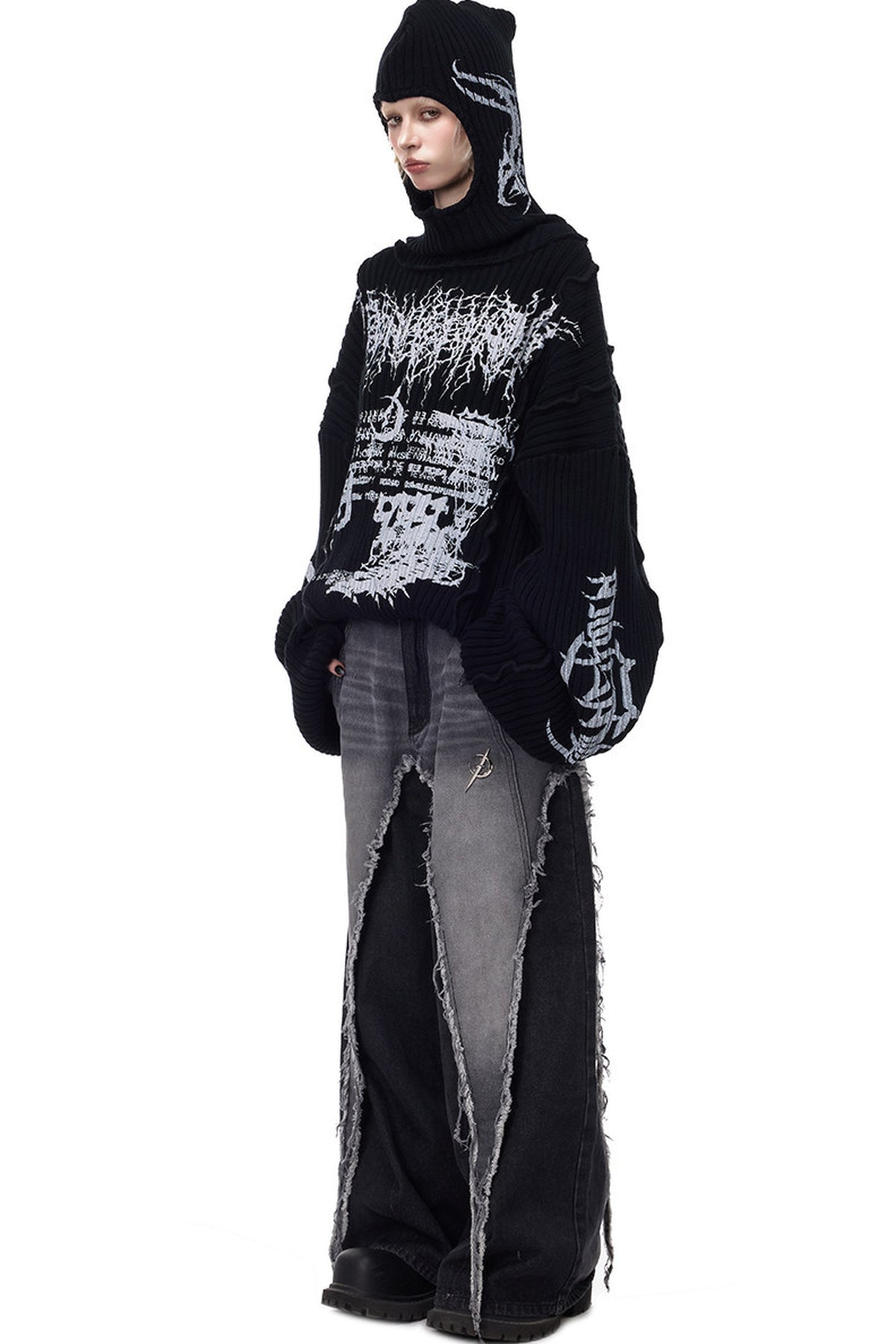 Y2K Patchwork Hooded Knit Hoodie