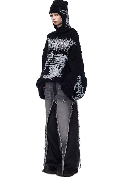 Y2K Patchwork Hooded Knit Hoodie