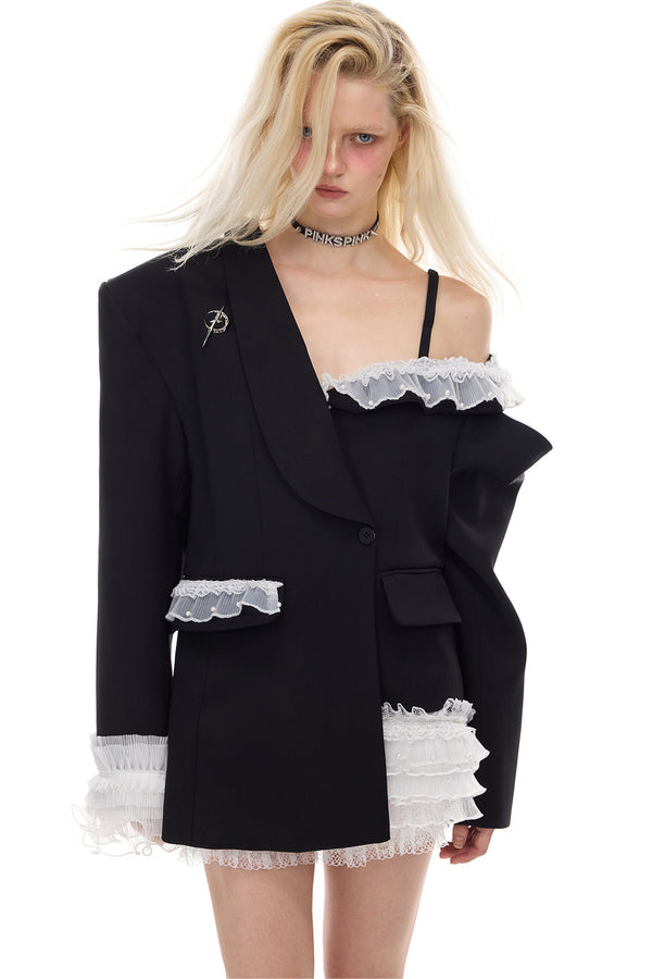 Asymmetrical Lace Blazer