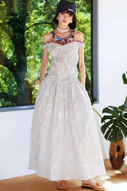Vacation Polka Dot Embroidered Dress