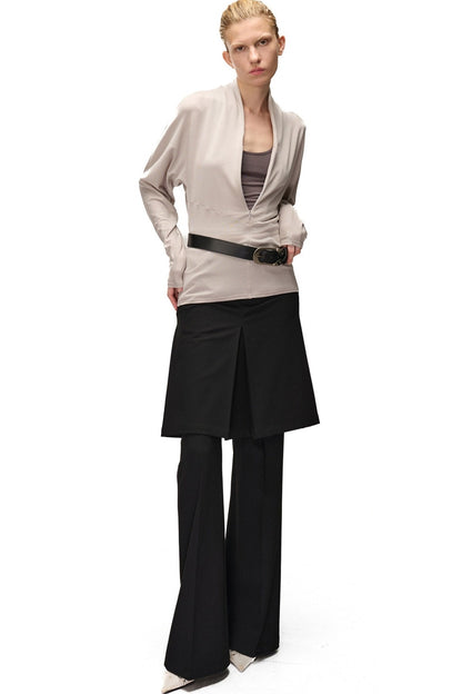 Wide-Leg Suit Slit Skirt Pants