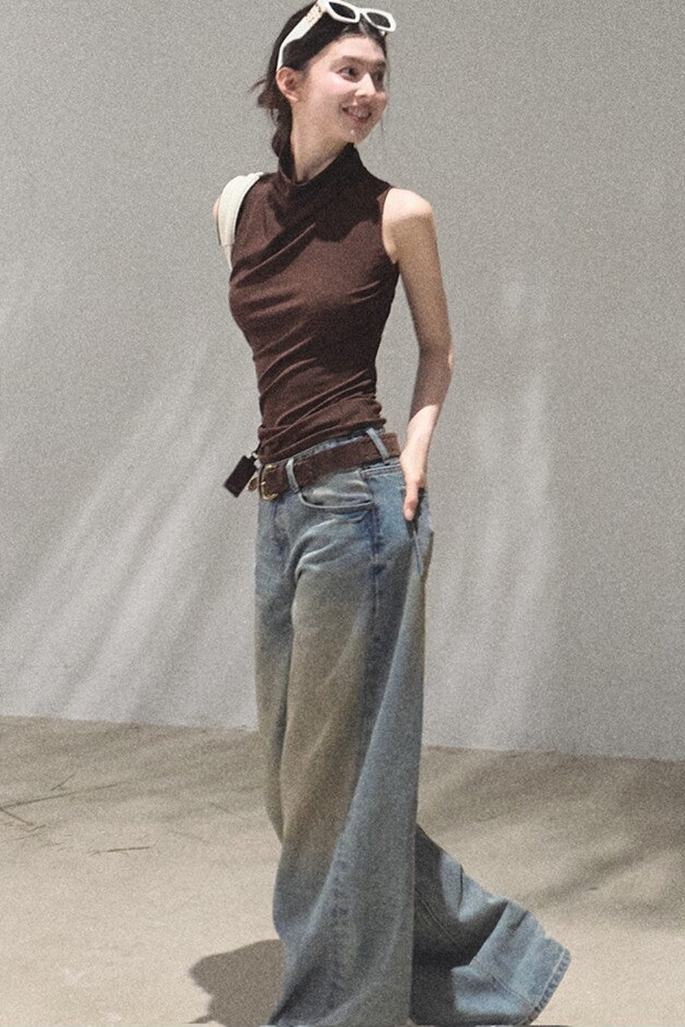 Vintage Hand-Painted Wide Leg Jeans Set
